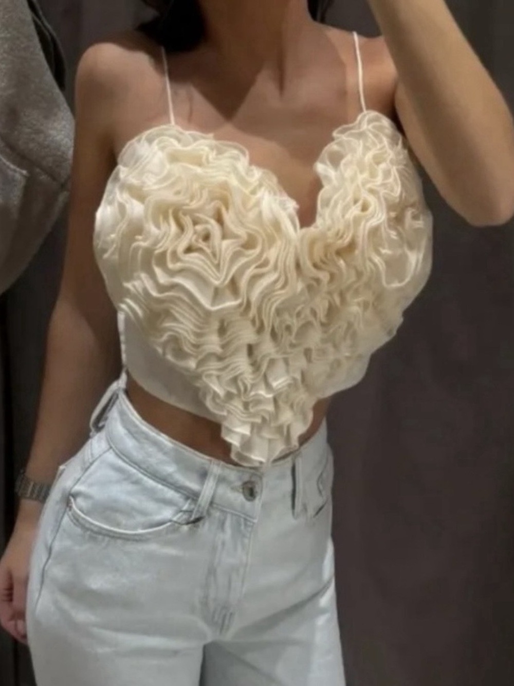 ZARA ORGANZA VOLUMINOUS HEART CROP TOP size XS